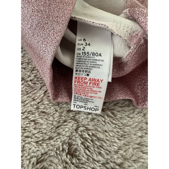 Topshop One Shoulder Glitter Textured Ruffled Mini Party Dress Pink Size 2 NWT - Picture 14 of 16